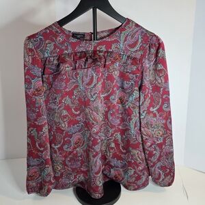 Talbots Shirt Paisley Blouse  Romantic Valentine Medium Petite